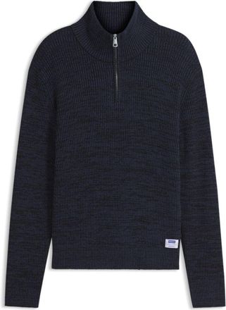 HUGO BOSS Relaxed-fit zipper-neck sweater with moulin&eacute; texture