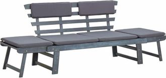 vidaXL Vidaxl - Banco De Jard&iacute;n Con Cojines 2 En 1 190 Cm Gris Madera De Acacia