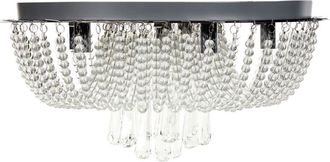 Beliani Lámpara de araña chic hierro con cristales acabado cromo iluminación sala de estar comedor plateado Dornas