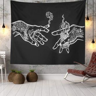 OEM Tenture Murale - Motif Floral Noir Blanc - Pour Chambre Salon Dortoir - 230 X 180 Cm