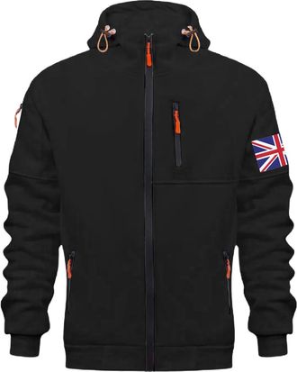 Generic Hoodies for Men UK Jacket Full Zip Sweatshirt Long Sleeve Casual Plain Hoody Multi Pockets Sport Hooded Sweatshirts Comfortable Holiday Clothing Jumpe