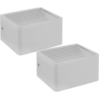 Loops 2 PACK IP44 Outdoor Wall Light White Aluminium 6W Built in LED Porch Lamp