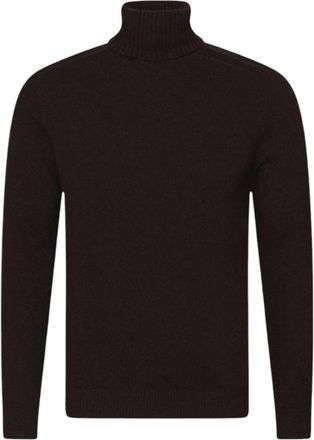 Oscar Jacobson Bruine Wol-Kasjmier Rolhals Trui Stijlvol en Elegant - Heren - Coltruien - Bruin - XL - Wol - Truien & Vesten