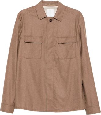 Eleventy Shirtjack met borstzakken - Bruin