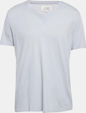 Maison Margiela Maison Martin Margiela Blue Jersey V-Neck T-Shirt