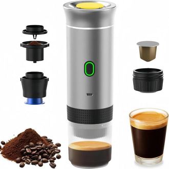 No Brand Cafetera Port&aacute;til, Cafetera El&eacute;ctrica 3 En 1, Apta Para C&aacute;psulas De Caf&eacute; Y Caf&eacute; Molido, Compatible Con Preparaci&oacute;n En Fr&iacute;o Y Calentamiento (plateada)