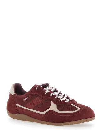 Alohas Womens Suede Sneakers With Bordeaux Detail And Rubber Trainers