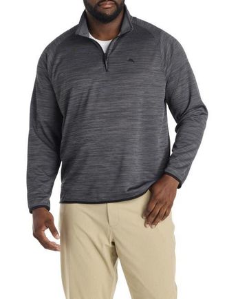 Tommy Bahama Big & Tall Palm Pro 1/4-Zip Pullover in Black at Nordstrom, Size 2X Big