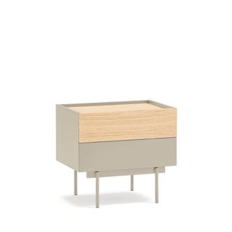 Teulat Mesita de noche 2 cajones arena y roble