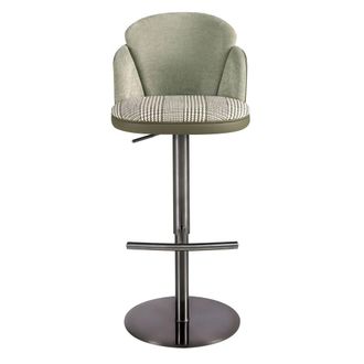 Angel Cerd&aacute; Fabric Swivel Bar Stool with Leatherette Backrest in Olive