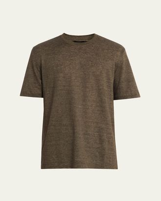 Ermenegildo Zegna Mens Solid Linen Crewneck T-Shirt