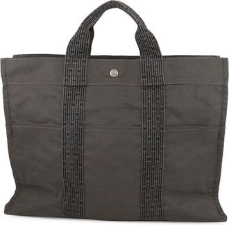 Herm&egrave;s Kara Gray Canvas Tote Bag (Pre-Owned)