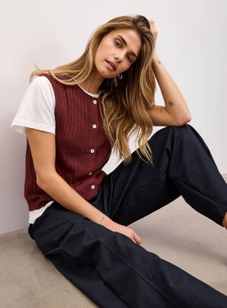 Vero Moda Womens Fine openwork knit vest