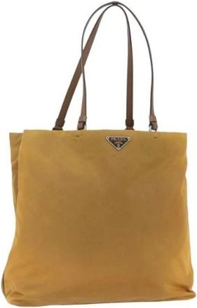 Prada Pre-owned Tote Bags, female, Yellow, Size: ONE SIZE Pre-owned Nylon Tote