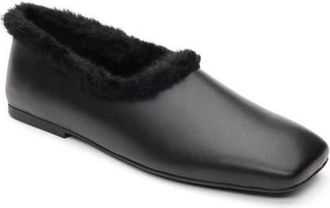 Ash Bianca Faux Fur Lined Ballet Flat in Black at Nordstrom, Size 10Us