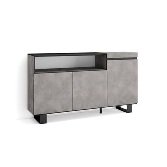 Skraut Home Aparadores Para Sal&oacute;n, Gran Capacidad De Almacenaje, 150x87x35cm, 3 Puertas, Dise&ntilde;o Industrial, Estilo Moderno, Gris Cemento - Skraut Home