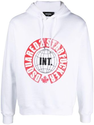 Dsquared2 graphic-print cotton hoodie - men - Cotton - M - White