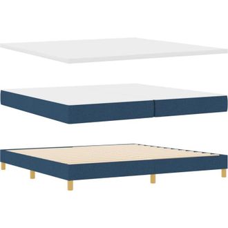 vidaXL Box Spring Bed with Mattress Cream 90x200 cm Fabric Blue vidaXL