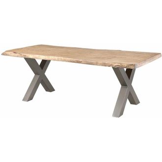 Massivmoebel24 freeform 5 tavolo da pranzo in legno di mango - verniciato beige / gambe in ferro x argento matt 240x100