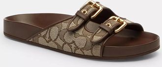 Coach Two Band Buckle Sandal In Signature Jacquard