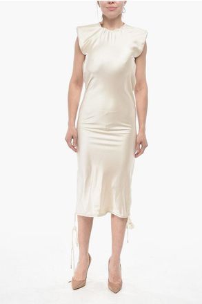 The Attico Satin Maxi Dress with Padded Straps size 40
