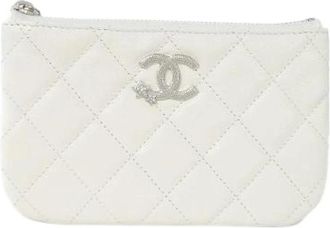 Chanel Pre-owned Clutches, female, White, Size: ONE SIZE Pre-owned Vintage Leather Clutch