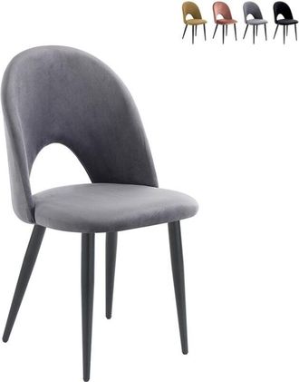 Oresteluchetta Juego De 4 Sillas De Comedor Cocina Dise&ntilde;o Moderno En Terciopelo Bounty - Gris
