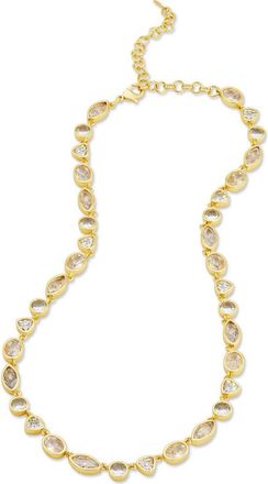 Savvy Cie Jewels Bezel Set Mixed Cubic Zirconia Tennis Necklace in Yellow at Nordstrom Rack