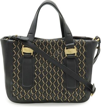 Ferragamo Black Leather Handbag Shoulder Bag (Pre-Owned)