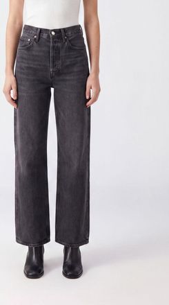 A Gold E High-Waisted Wide Leg Jeans in Recycled Cotton Denim