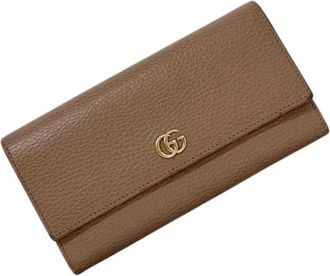 Gucci Pre-owned Long wallet (bi-fold) - Dames - Vintage Accessoires - Bruin - ONE Size - Leer - Vintage