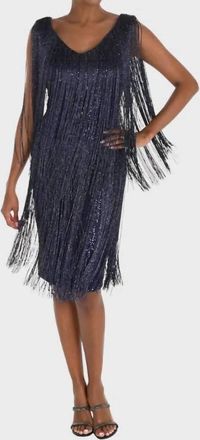 Frank Lyman Design Fringe Sheath Dress In Blue