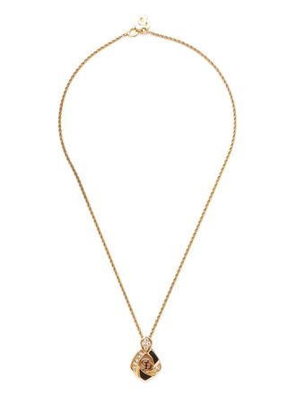Dior rhinestone logo necklace - Gold