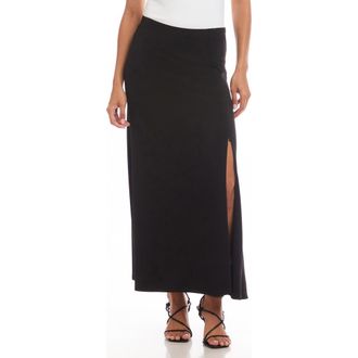 Karen Kane Travel Jersey Adjustable Zip Maxi Skirt in Black at Nordstrom, Size X-Large