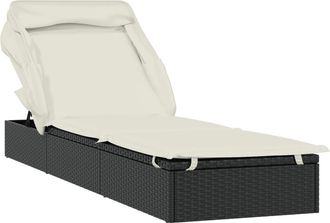 vidaXL Vidaxl - Tumbona Con Toldo Plegable Rat&aacute;n Sint&eacute;tico Negro 213x63x97cm