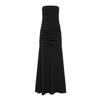 St.Agni Maxi Dresses, female, Black, Size: L Gathered Strapless Longline Dress