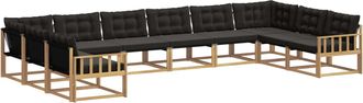 vidaXL Conjunto De Sof&aacute;s De Exterior 10 Uds. Blanco Y Negro Vidaxl