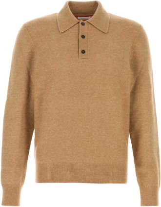Ferragamo MW Wool English Rib - Heren - Ronde hals truien - Bruin - M - Wol - Truien & Vesten