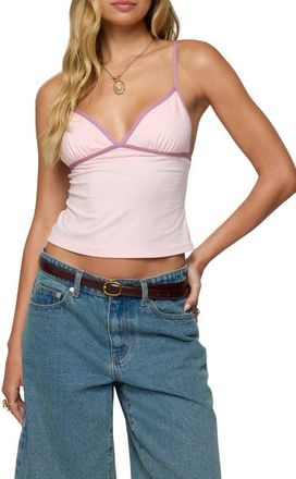 Edikted Leona Contrast Detail Knit Tank Top in Light-Pink at Nordstrom, Size X-Large