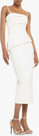 Black Halo Marla Two-Piece Midi Dress In Bone