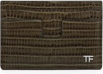 Tom Ford Wallets & Cardholders, unisex, Gray, ONE SIZE, Printed Tejus T Line Cardholder Slate