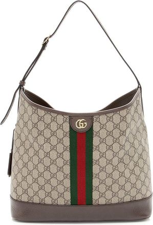 Gucci Beige GG Supreme Coated Canvas & Leather Ophidia Lage Open Shoulder Bag (Authentic Pre-Loved)