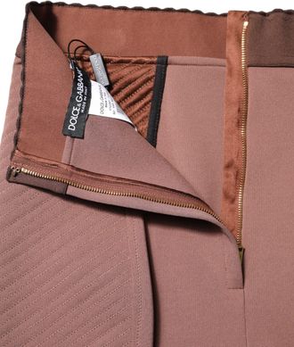 Dolce & Gabbana Womens Brown Viscose High Waisted Hot Pants Shorts Silk Nylon Elastane