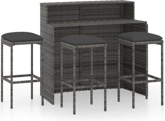 vidaXL Vidaxl - Juego Muebles De Bar Para Jard&iacute;n 4 Piezas Y Cojines Gris