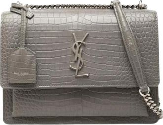 Saint Laurent Pre-owned Sunset Crossbody - Dames - Vintage Schoudertas - Grijs - ONE Size - Leer - Vintage