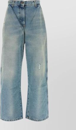 Palm Angels denim low-rise wide-leg jeans