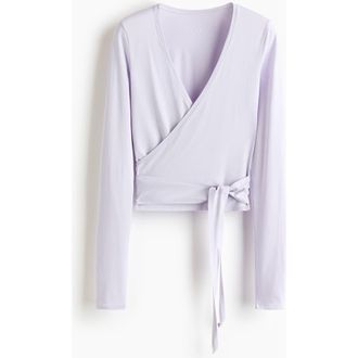 H&M Sports Wrap Top In Modal in Lilac at Nordstrom, Size Xx-Large