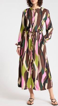 b.young Long Sleeve Print Shirtdress in Guacamole Mix at Nordstrom Rack, Size 2 Us / 34 Eu