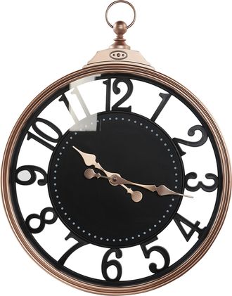 Beliani Reloj De Pared Negro Cobrizo 44 Cm Metal Colgante N&uacute;meros Ar&aacute;bigos Alloza