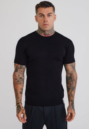 Siksilk Mens Black Knitted T-Shirt XXL